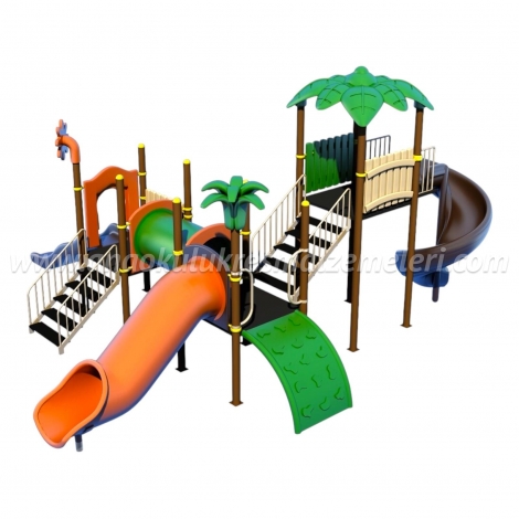 Orman Temalı Oyun Parkı ( Tek Kule 3 Kaydırak )