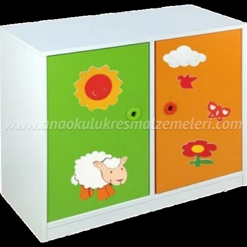2 Kapaklı Figürlü Anaokulu Dolabı