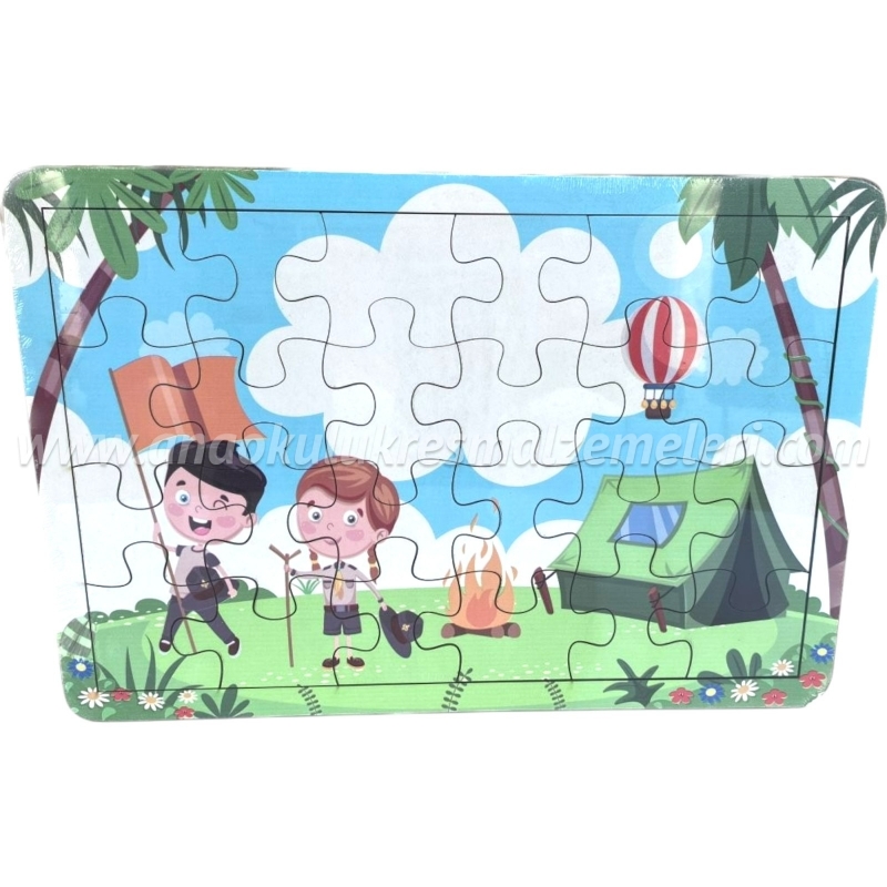 Çocuk Ahşap Kampta Yaşam Puzzle