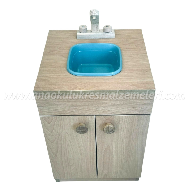 Kayın Renkli Ahşap Mini Lavabo Ünitesi (60x40x40 cm)